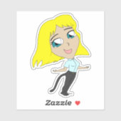 chibi meisje met staart sticker (Vel)