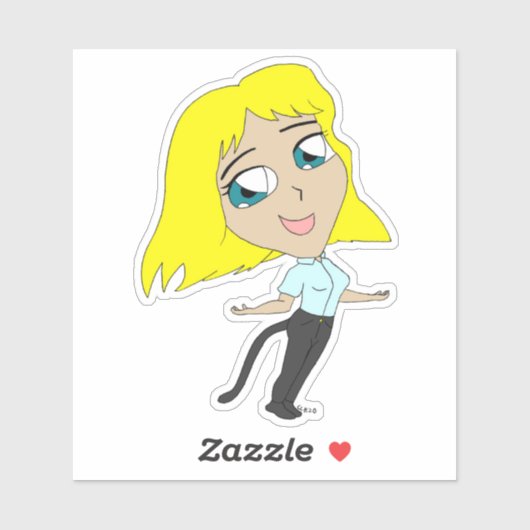 chibi meisje met staart sticker (Vel)