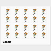chibi meisje met staart vierkante sticker (Vel)