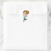 chibi meisje met staart vierkante sticker (Tas)