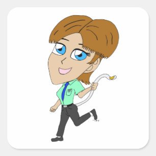 chibi meisje met staart vierkante sticker