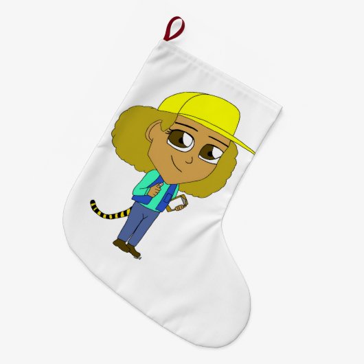 chibi meisje met tijgerstaart grote kerstsok (Voorkant (Hangend))
