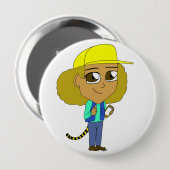 chibi meisje met tijgerstaart ronde button 4,0 cm (Voorkant /achterkant)