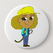 chibi meisje met tijgerstaart ronde button 4,0 cm (Voorkant)