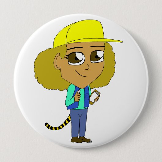 chibi meisje met tijgerstaart ronde button 4,0 cm (Voorkant)