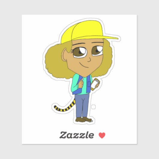 chibi meisje met tijgerstaart sticker (Vel)