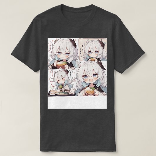 Chibi Meisje proberen om eten T-shirt (Design voorkant)