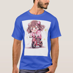 Chibi meisje rijden een fiets t-shirt