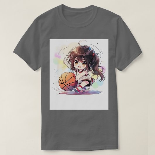 chibi meisje spelen basketbal t-shirt (Design voorkant)