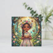 Chibi Meisje, Vlinders & Cupcakes Verjaardagsfeest Kaart (Staand voorkant)