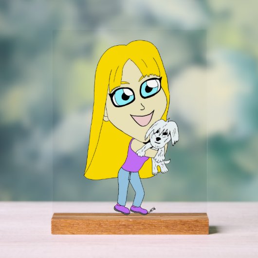 Chibi met een huisdier acryl bord (Neutraal)