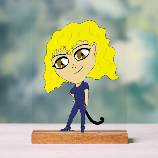 Chibi met een kat als staart acryl bord (Neutraal)