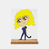 Chibi met een kat als staart acryl bord (Voorkant)