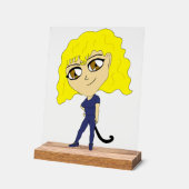 Chibi met een kat als staart acryl bord (Hoek)