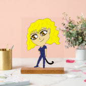 Chibi met een kat als staart acryl bord (Huwelijk)