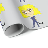 Chibi met een kat als staart cadeaupapier (Rol Hoek)