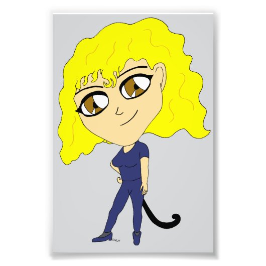 Chibi met een kat als staart foto afdruk (Voorkant)