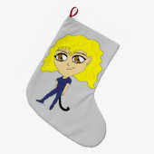 Chibi met een kat als staart grote kerstsok (Voorkant (Hangend))