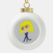 Chibi met een kat als staart keramische bal ornament (Voorkant)