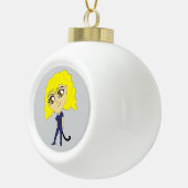 Chibi met een kat als staart keramische bal ornament (Rechts)
