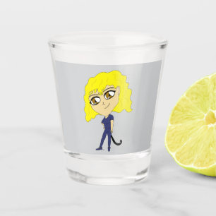Chibi met een kat als staart shot glas