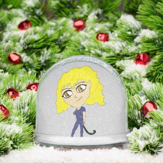 Chibi met een kat als staart sneeuwbol (Kerstmis)