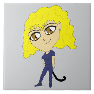 Chibi met een kat als staart tegeltje