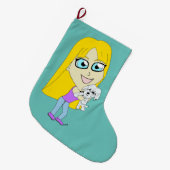 Chibi met een pup grote kerstsok (Voorkant (Hangend))
