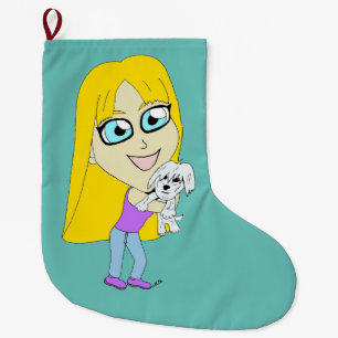 Chibi met een pup grote kerstsok