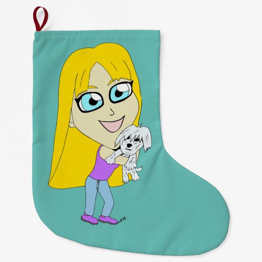 Chibi met een pup grote kerstsok (Voorkant)