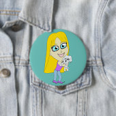 Chibi met een pup ronde button 4,0 cm (In situ)