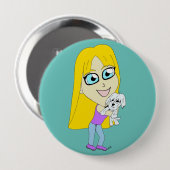 Chibi met een pup ronde button 4,0 cm (Voorkant /achterkant)