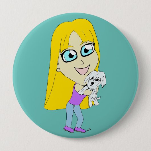 Chibi met een pup ronde button 4,0 cm (Voorkant)