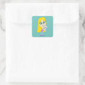 Chibi met een pup vierkante sticker (Tas)