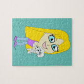 Chibi met een puppy legpuzzel (Horizontaal)