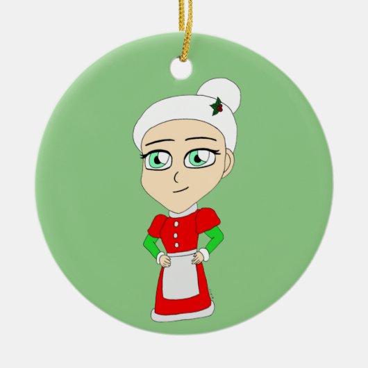 chibi mevrouw claus keramisch ornament (Voorkant)