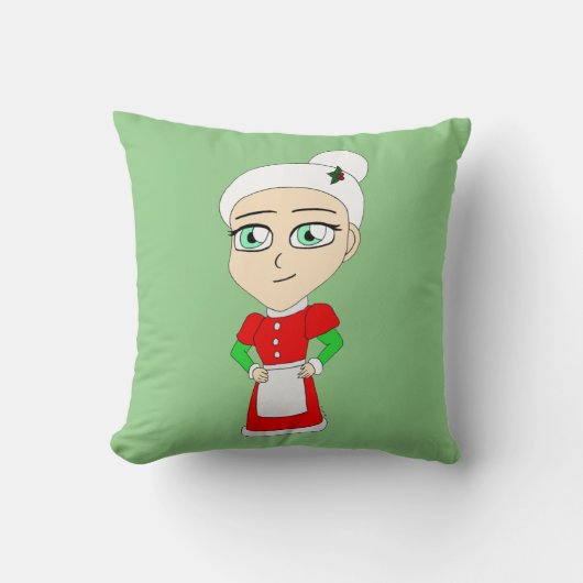 chibi mevrouw Claus knop Kussen (Voorkant)
