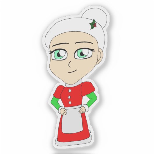 chibi mevrouw claus sticker (Voorkant)