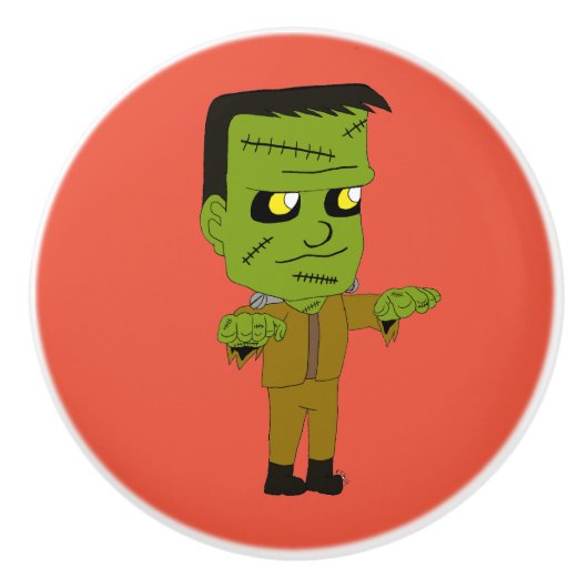 chibi monster keramische knop (Voorkant)