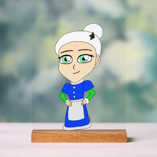 Chibi Mrs Claus blauw pak Acryl Bord (Neutraal)