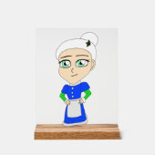 Chibi Mrs Claus blauw pak Acryl Bord (Voorkant)
