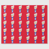 Chibi Mrs Claus blauw pak Cadeaupapier (Vlak)