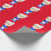 Chibi Mrs Claus blauw pak Cadeaupapier (Hoek)