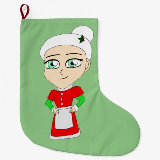 chibi mrs. claus grote kerstsok (Voorkant)