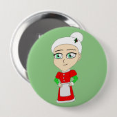 chibi mrs. claus ronde button 4,0 cm (Voorkant /achterkant)