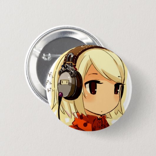 Chibi Music Round Button (Voorkant /achterkant)