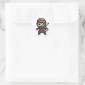 Chibi Ninja Warrior Cartoon - Fierce Martial Arts Ronde Sticker (Tas)