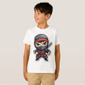 Chibi Ninja Warrior Cartoon - Fierce Martial Arts T-shirt (Voorkant volledig)
