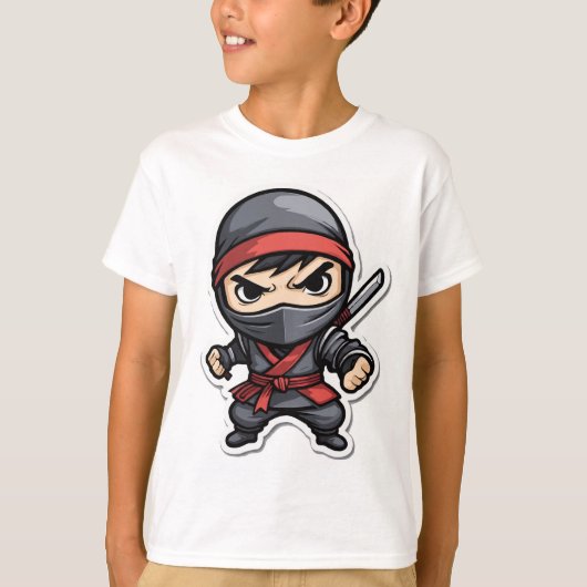 Chibi Ninja Warrior Cartoon - Fierce Martial Arts T-shirt (Voorkant)