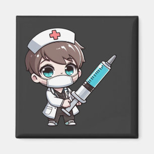 Chibi Nurse Cartoon - zorg, chibi, verpleegkundige Magneet